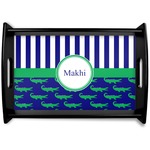 Alligators & Stripes Black Wooden Tray - Small (Personalized)
