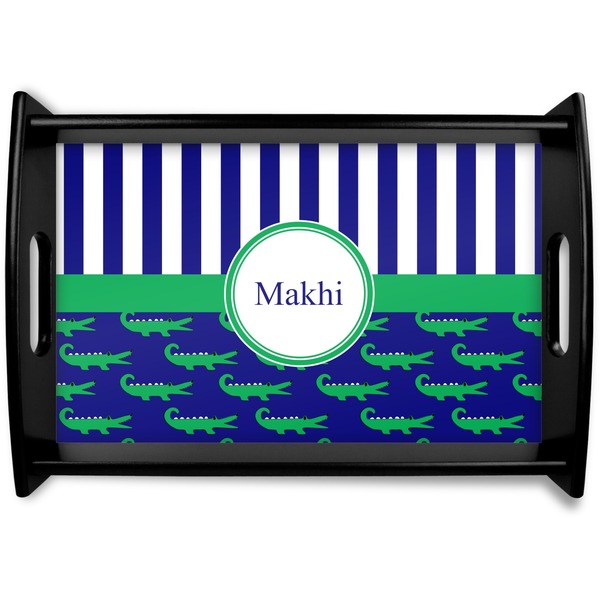 Custom Alligators & Stripes Wooden Tray (Personalized)