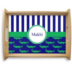 Alligators & Stripes Natural Wooden Tray - Large (Personalized)