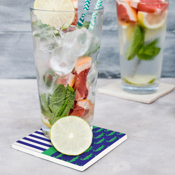 Alligators & Stripes Set of 4 Stone Coasters - In Context View