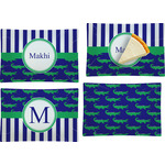 Alligators & Stripes Set of 4 Glass Rectangular Appetizer / Dessert Plate (Personalized)