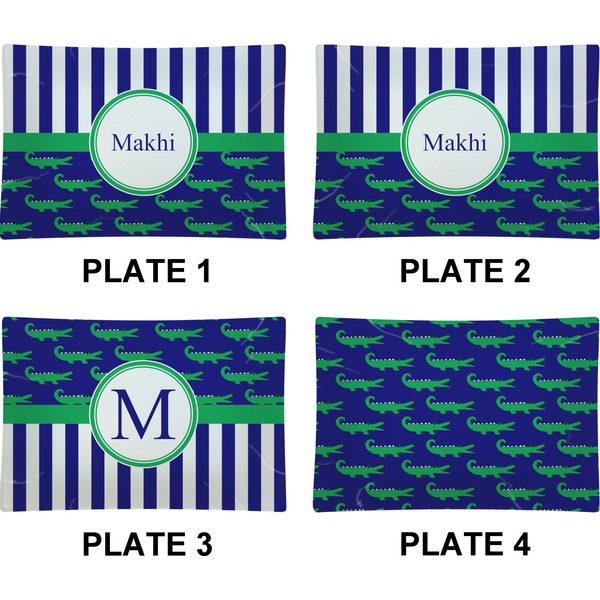 Alligators & Stripes Set of Rectangular Appetizer / Dessert Plates (Approval)