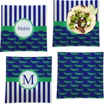 Alligators & Stripes Set of 4 Glass Square Lunch / Dinner Plate 9.5" (Personalized)