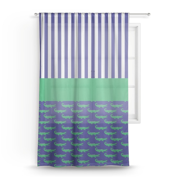 Custom Alligators & Stripes Sheer Curtain - 50"x84"