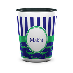 Alligators & Stripes Ceramic Shot Glass - 1.5 oz - Two Tone - Set of 4 (Personalized)