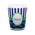 Alligators & Stripes Ceramic Shot Glass - 1.5 oz - White - Set of 4 (Personalized)