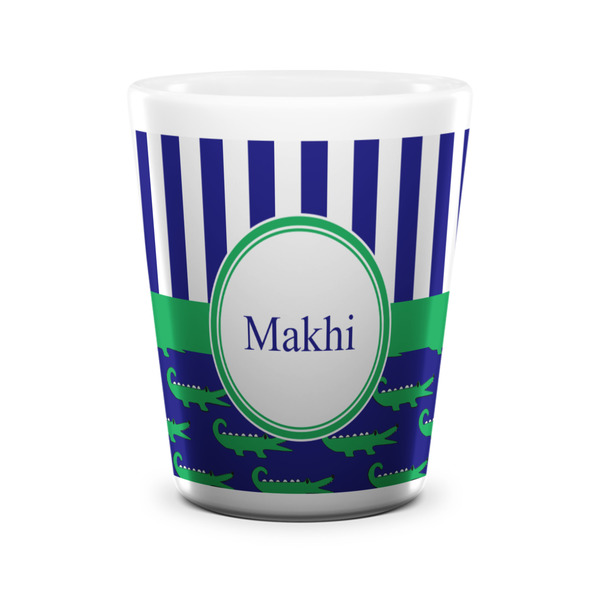 Alligators & Stripes Shot Glass - White - FRONT