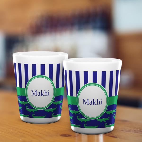 Alligators & Stripes Shot Glass - White - LIFESTYLE