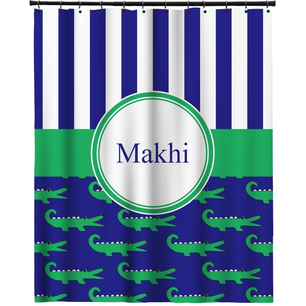 Custom Alligators & Stripes Extra Long Shower Curtain - 70"x84" (Personalized)