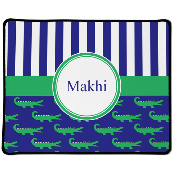 Custom Alligators & Stripes Large Gaming Mouse Pad - 12.5" x 10" (Personalized)
