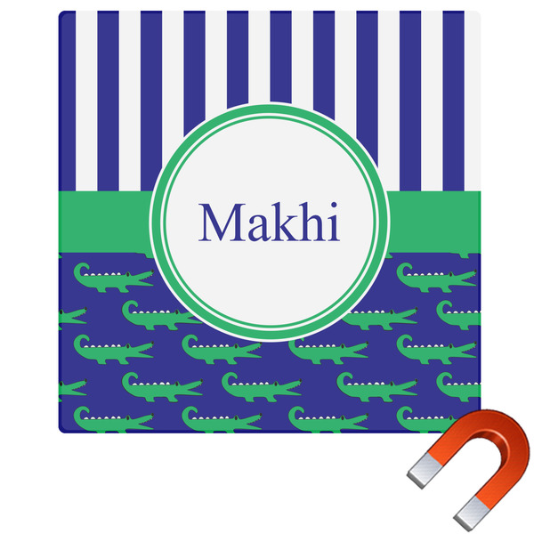 Custom Alligators & Stripes Square Car Magnet - 10" (Personalized)