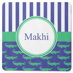 Alligators & Stripes Square Rubber Backed Coaster (Personalized)