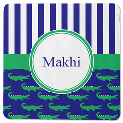 Alligators & Stripes Square Rubber Backed Coaster (Personalized)