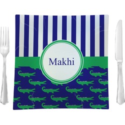 Alligators & Stripes Glass Square Lunch / Dinner Plate 9.5" (Personalized)