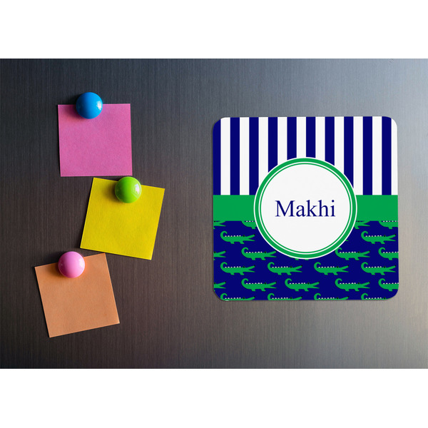 Alligators & Stripes Square Fridge Magnet - LIFESTYLE