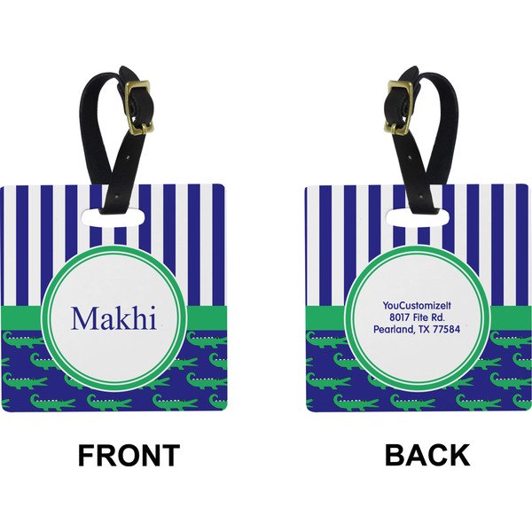Alligators & Stripes Square Luggage Tag (Front + Back)