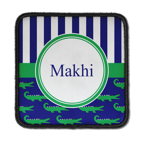 Custom Alligators & Stripes Iron On Square Patch w/ Name or Text