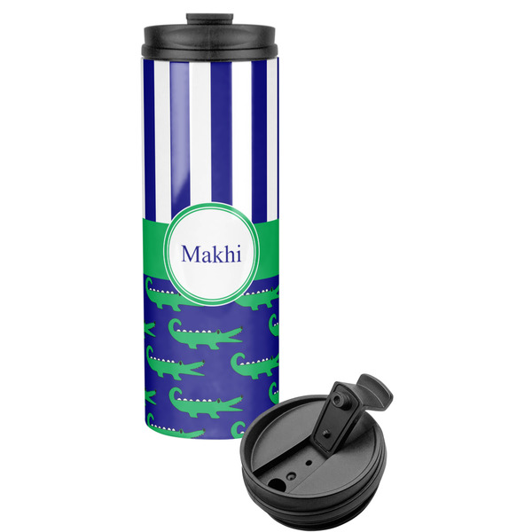 Custom Alligators & Stripes Stainless Steel Skinny Tumbler (Personalized)