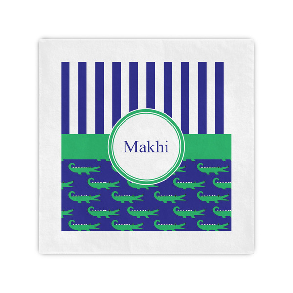 Custom Alligators & Stripes Standard Cocktail Napkins (Personalized)