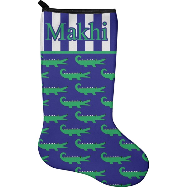 Custom Alligators & Stripes Holiday Stocking - Single-Sided - Neoprene (Personalized)
