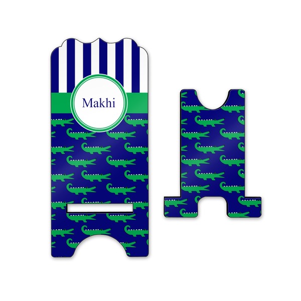Alligators & Stripes Stylized Phone Stand - Front & Back - Small