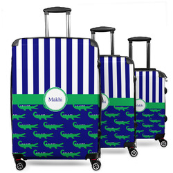Alligators & Stripes 3 Piece Luggage Set - 20" Carry On, 24" Medium Checked, 28" Large Checked (Personalized)