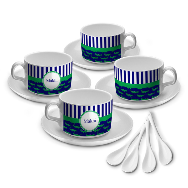 Custom Alligators & Stripes Tea Cup - Set of 4 (Personalized)