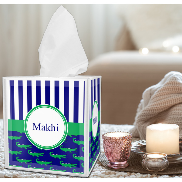 Alligators & Stripes Tissue Box - LIFESTYLE