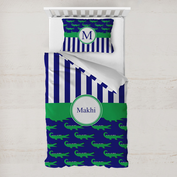 Custom Alligators & Stripes Toddler Bedding w/ Name or Text