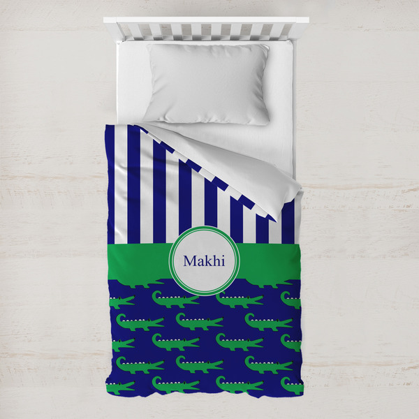 Custom Alligators & Stripes Toddler Duvet Cover w/ Name or Text