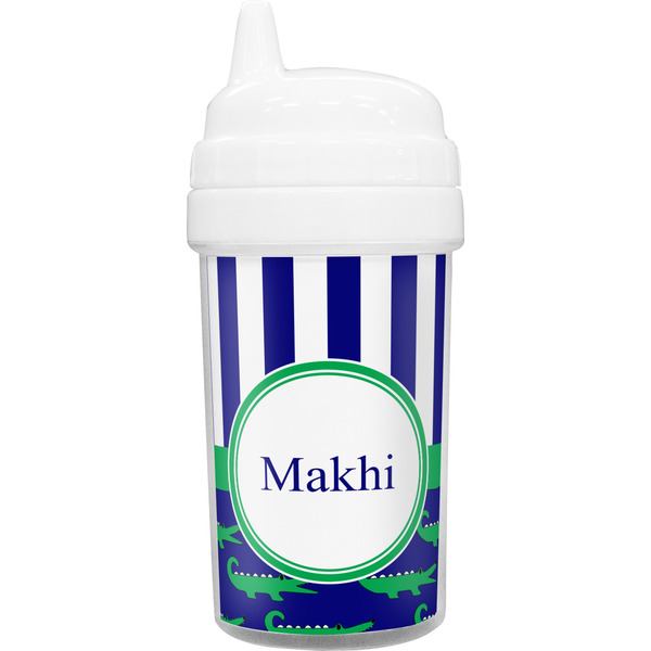 Custom Alligators & Stripes Sippy Cup (Personalized)