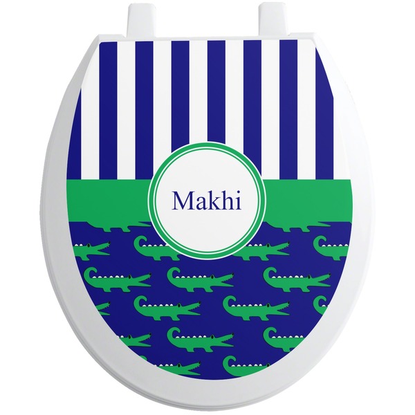 Custom Alligators & Stripes Toilet Seat Decal (Personalized)