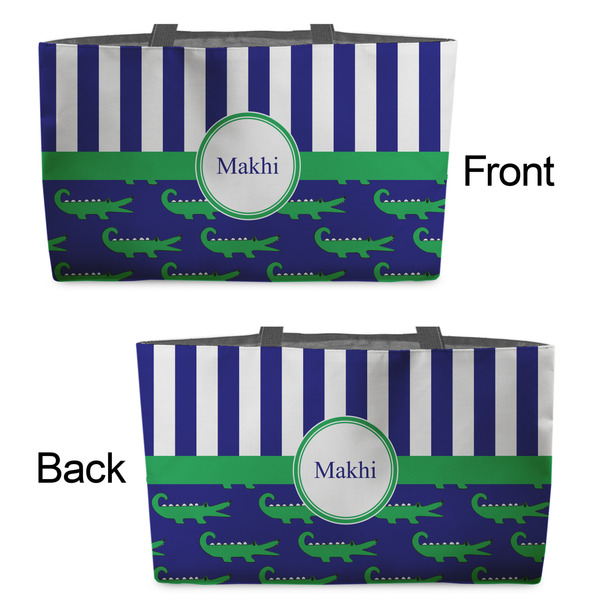 Alligators & Stripes Tote w/Black Handles - Front & Back Views