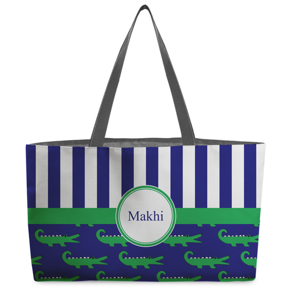 Custom Alligators & Stripes Beach Totes Bag - w/ Black Handles (Personalized)