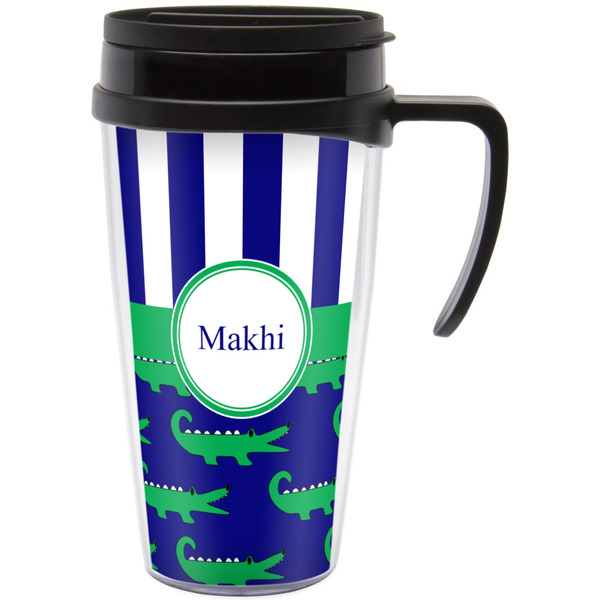 Custom Alligators & Stripes Acrylic Travel Mug with Handle (Personalized)