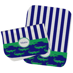 Alligators & Stripes Burp Cloths - Fleece - Set of 2 w/ Name or Text