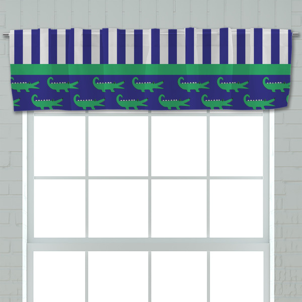 Alligators & Stripes Valance - Closeup on window