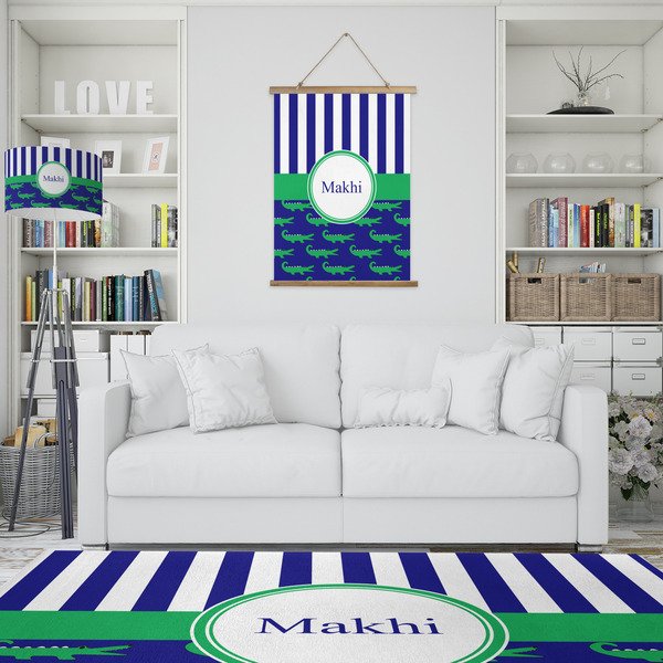 Alligators & Stripes Wall Hanging Tapestry - Portrait - IN CONTEXT