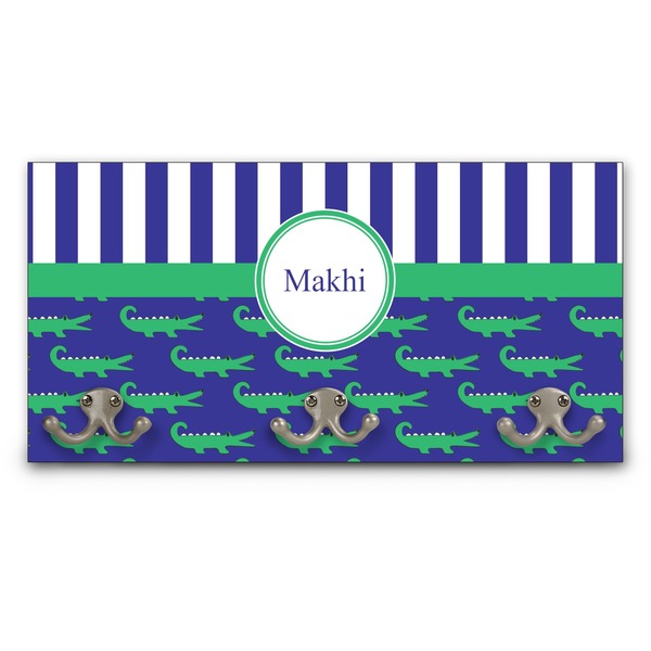 Custom Alligators & Stripes Wall Mounted Coat Rack (Personalized)