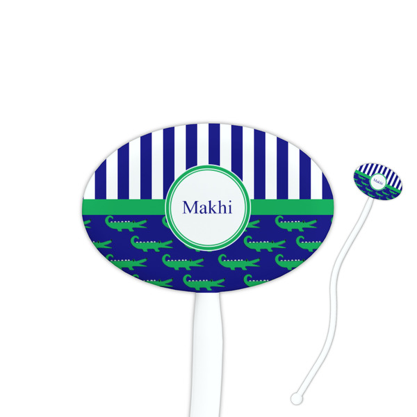 Custom Alligators & Stripes Oval Plastic Stir Sticks (Personalized)