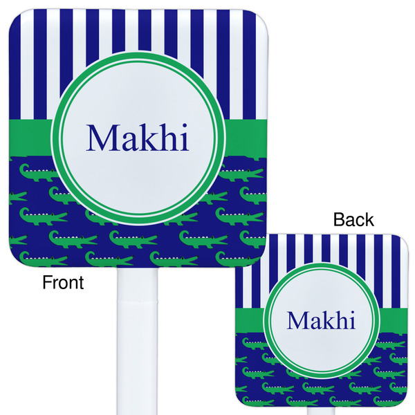 Alligators & Stripes White Plastic Stir Stick - Double Sided - Approval