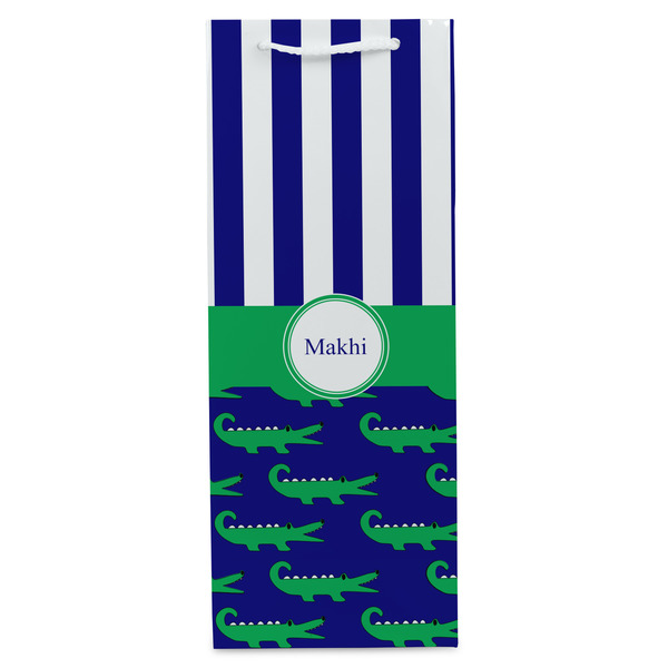 Alligators & Stripes Wine Gift Bag - Gloss - Front
