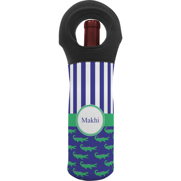 Custom Alligators & Stripes Wine Tote Bag (Personalized)