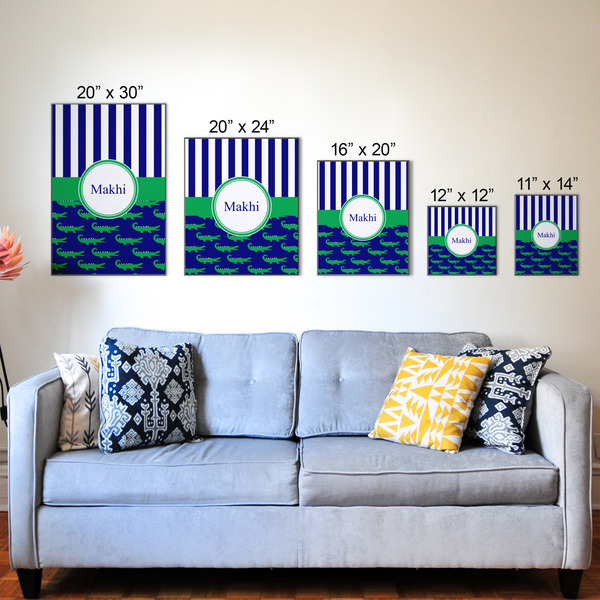 Alligators & Stripes Wood Prints - Size Comparison