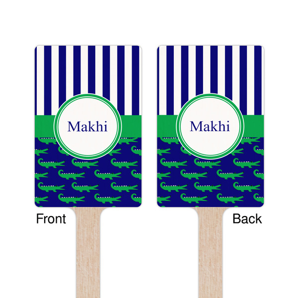 Alligators & Stripes Wooden 6.25" Stir Stick - Rectangular - Double Sided - Front & Back