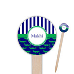 Alligators & Stripes 6" Round Wooden Food Picks - Single Sided (Personalized)