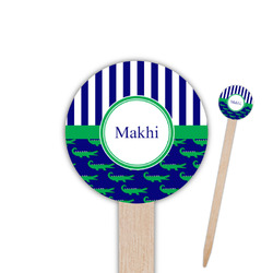 Alligators & Stripes Round Wooden Food Picks (Personalized)