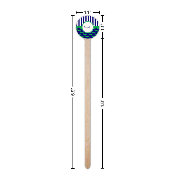 Alligators & Stripes Wooden 6" Stir Stick - Round - Dimensions