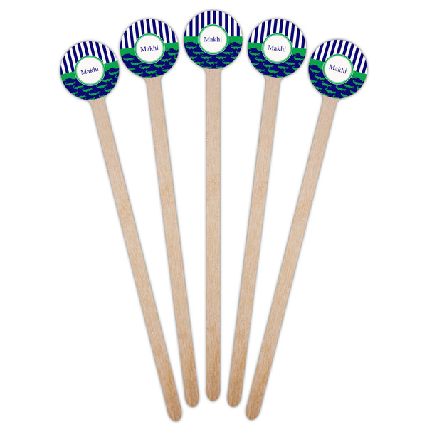 Alligators & Stripes Wooden 6" Stir Stick - Round - Fan View