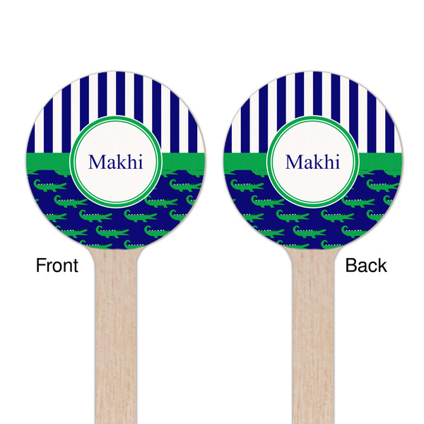 Alligators & Stripes Wooden 7.5" Stir Stick - Round - Double Sided - Front & Back